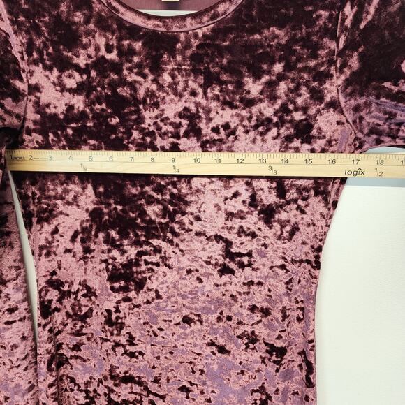 Michael Michael Kors Crushed Velvet Dress Size M Dark Pink Long Sleeve Goth Glam - Picture 9 of 13
